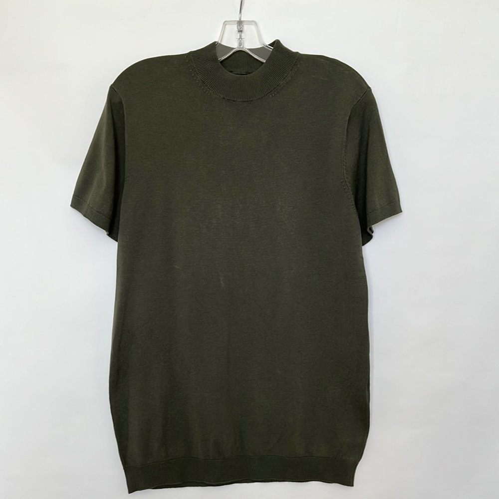 Zara Men's mock neck shirt Knit in dark green